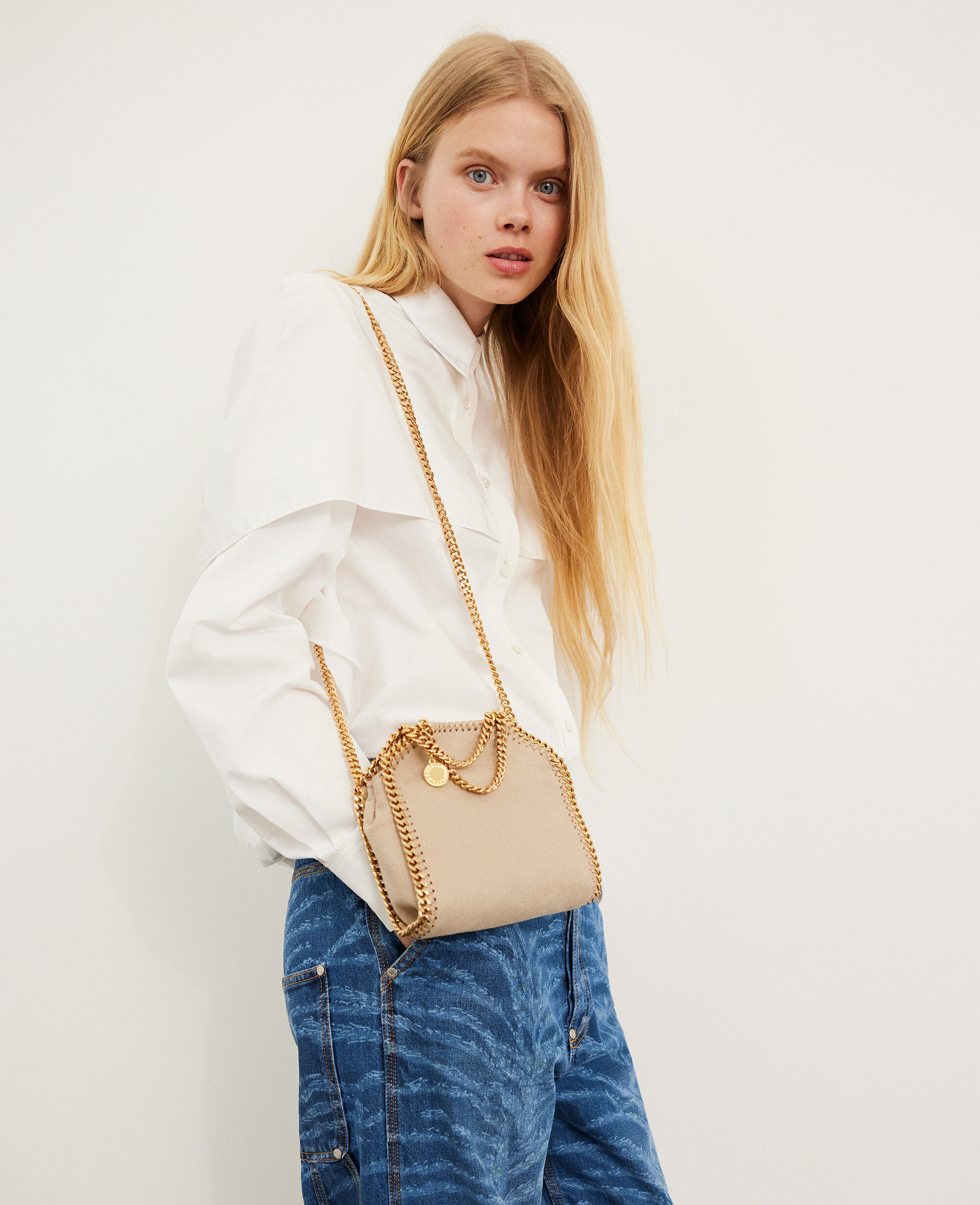 Women Clotted Cream Falabella Tiny Tote Bag | Stella McCartney US