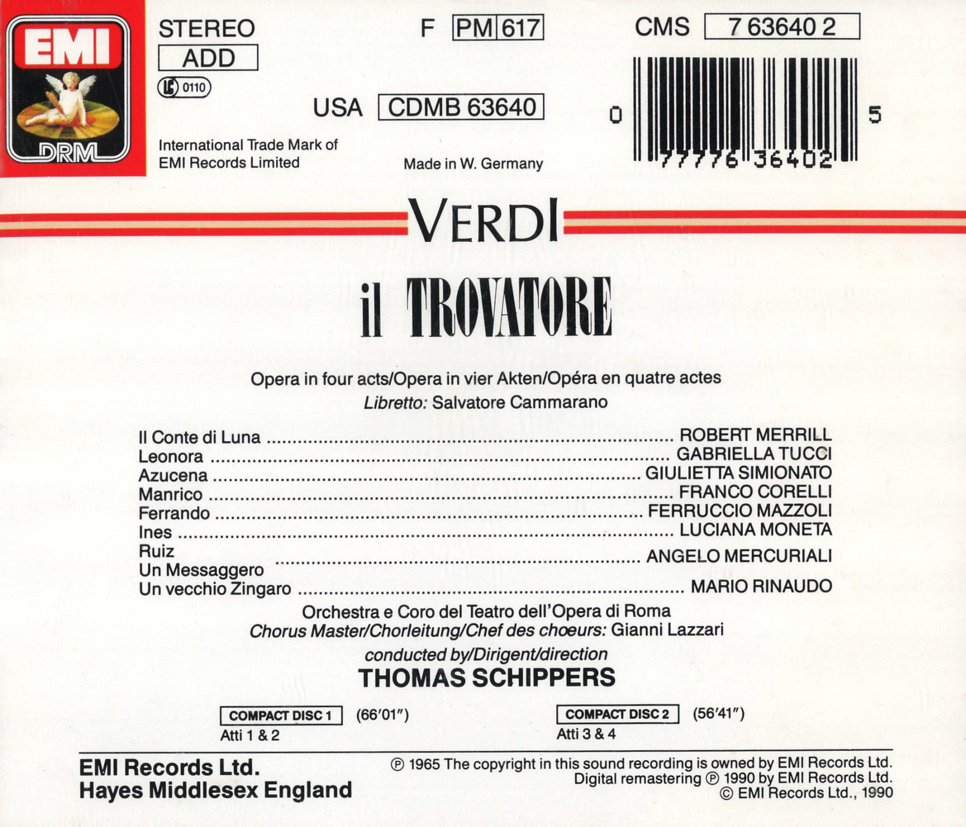 ヴェルディ作曲「イル・トロヴァトーレ」 Il trovatore（歌詞