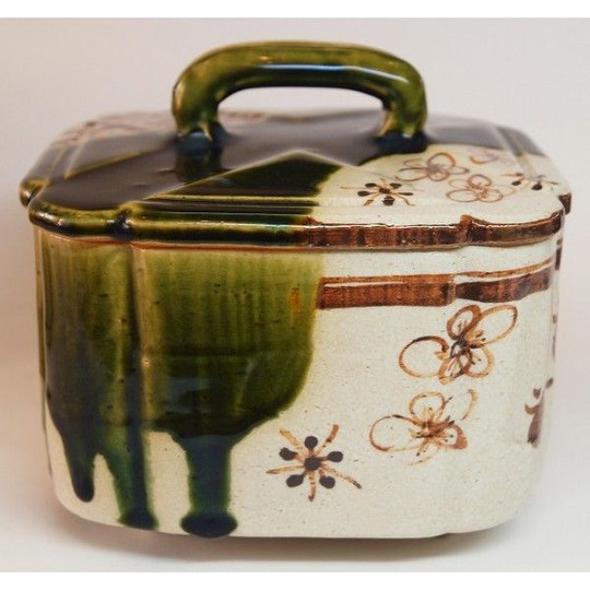 織部四方菓子器蓋付 先代山口錠鉄作 すいぎょく園｜創業百年、お茶の