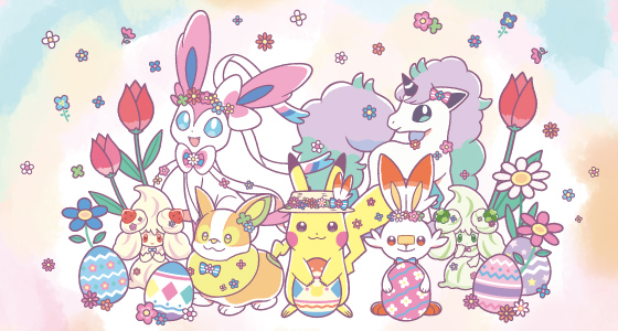 ピカチュウやヒバニーたちがイースターを楽しんでいるグッズが