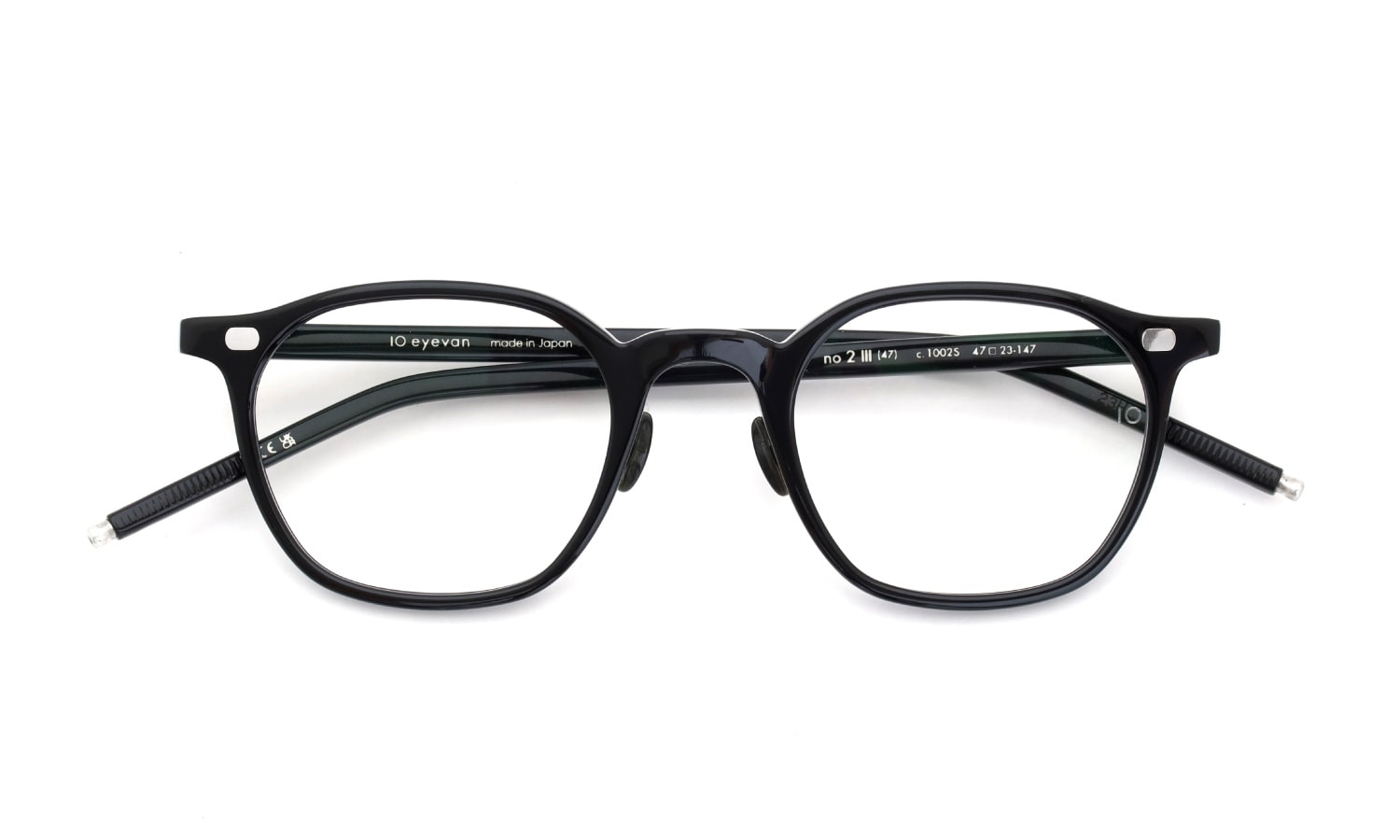 10eyevan セルロイドメガネ no.2 III (47)通販 c.1002S Black/Silver