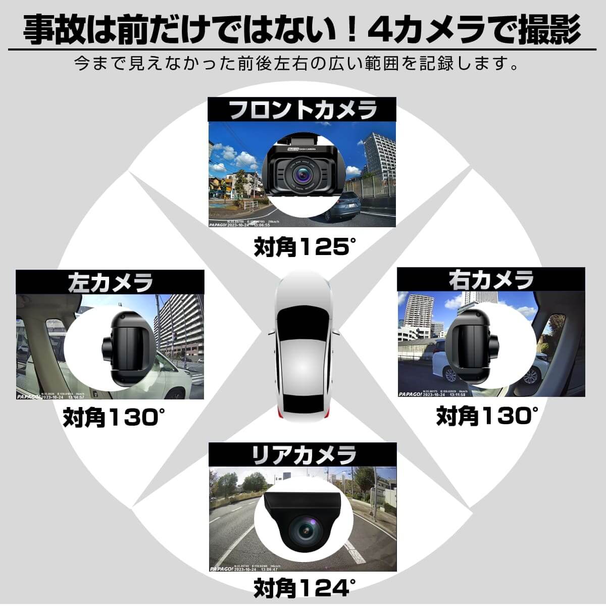 防水リアカメラ対応4カメラドライブレコーダー「GoSafe 640GE