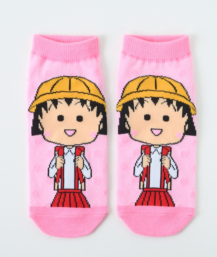 ちびまる子ちゃん】（1足物）フロント柄ソックス(23～25㎝ ピンク