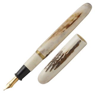平井木工挽物所 万年筆 雲舟シリーズ 鹿の角 ＜ペン休め・正絹西陣織