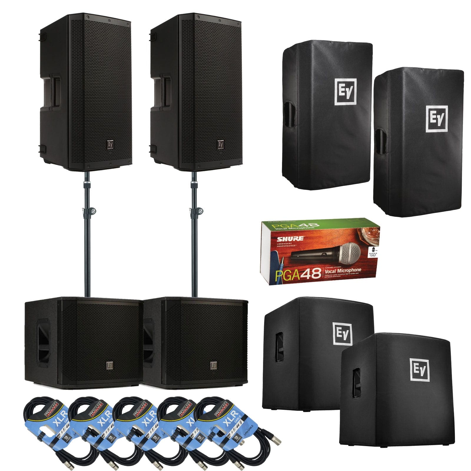 Electro-Voice ZLX-12BT 12″ (Pair) Powered Speaker & (Pair) ELX200