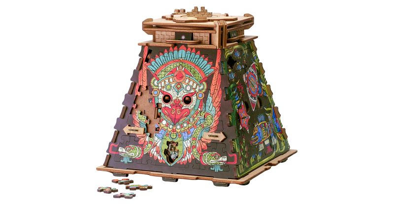 CluePuzzle: Pyramid of the Sun Jigsaw Puzzle Box | Wooden Puzzle
