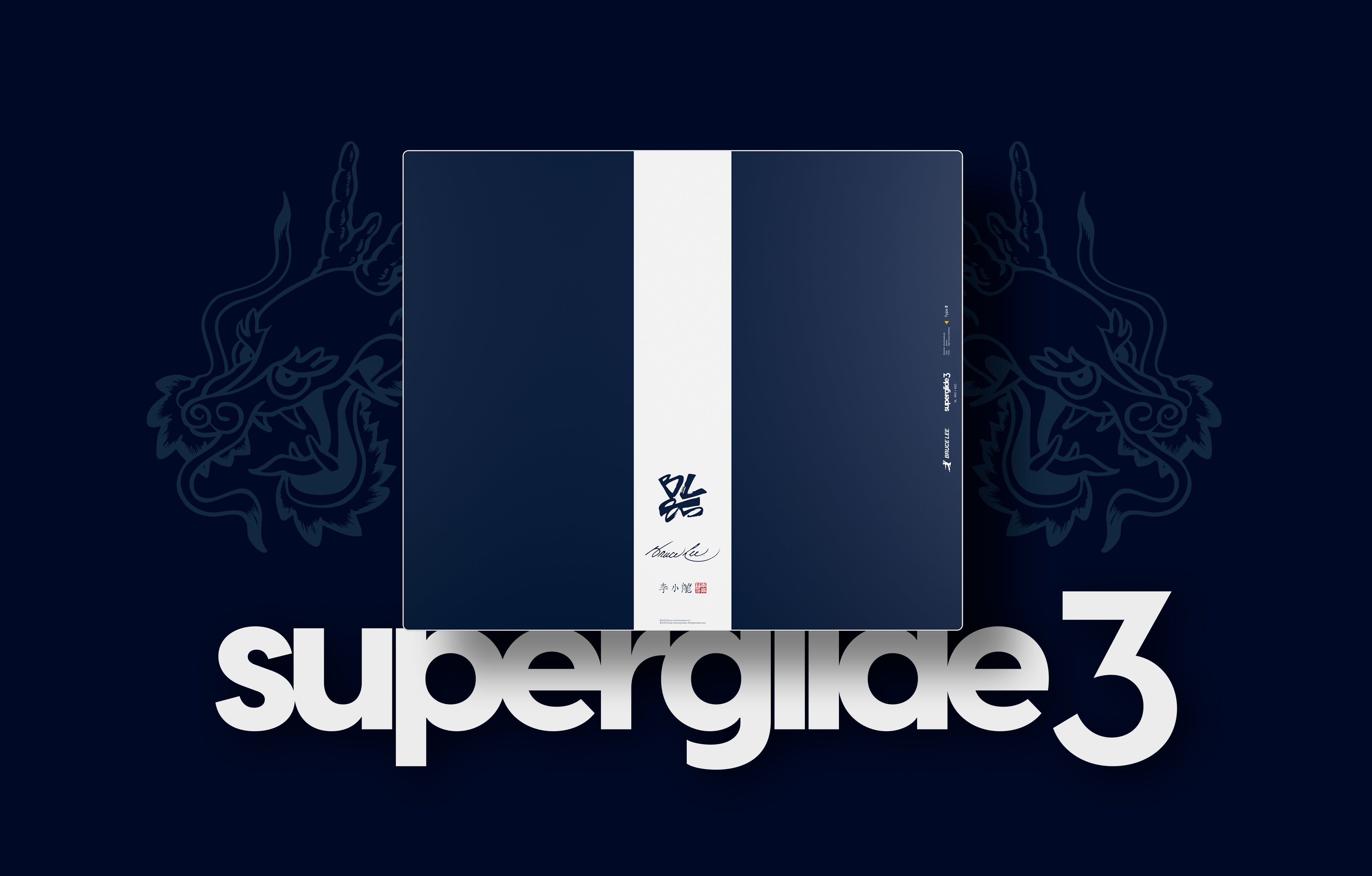 Bruce Lee 85th Edition] Superglide3 Glass Mousepad XL - NAVY