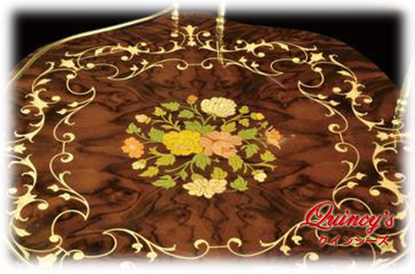 4683】イタリア製 象嵌ワゴン（ブラウン） - クインシーズ（☆ロココ調