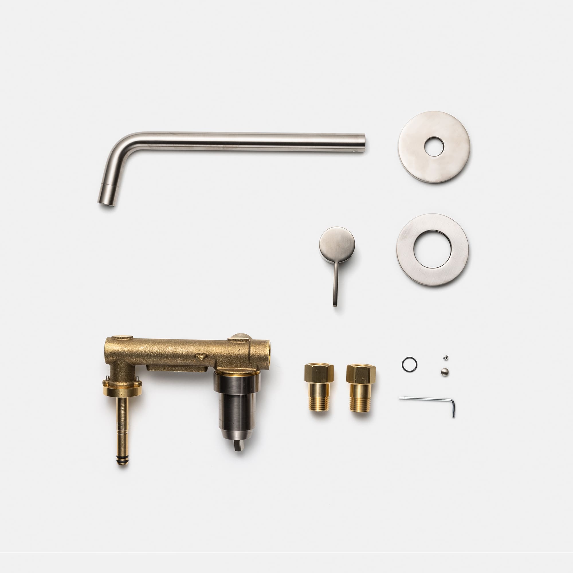 壁付けセパレート混合水栓 洗面用 サテン L248 | KB-TP007-04a-G141