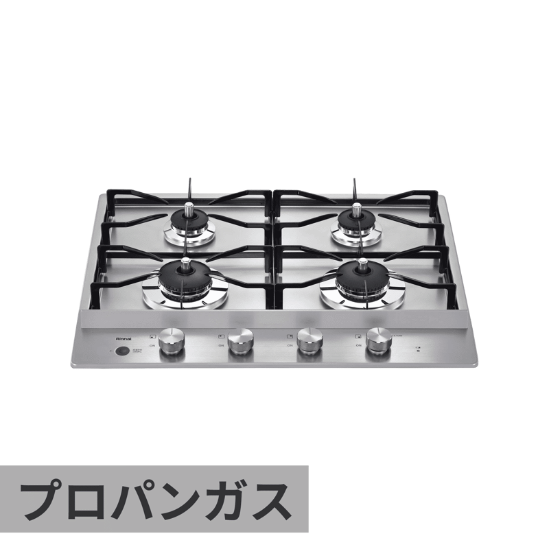 ガスコンロ ステンレストップ 4口 グリルレス 都市ガス | KB-PT001