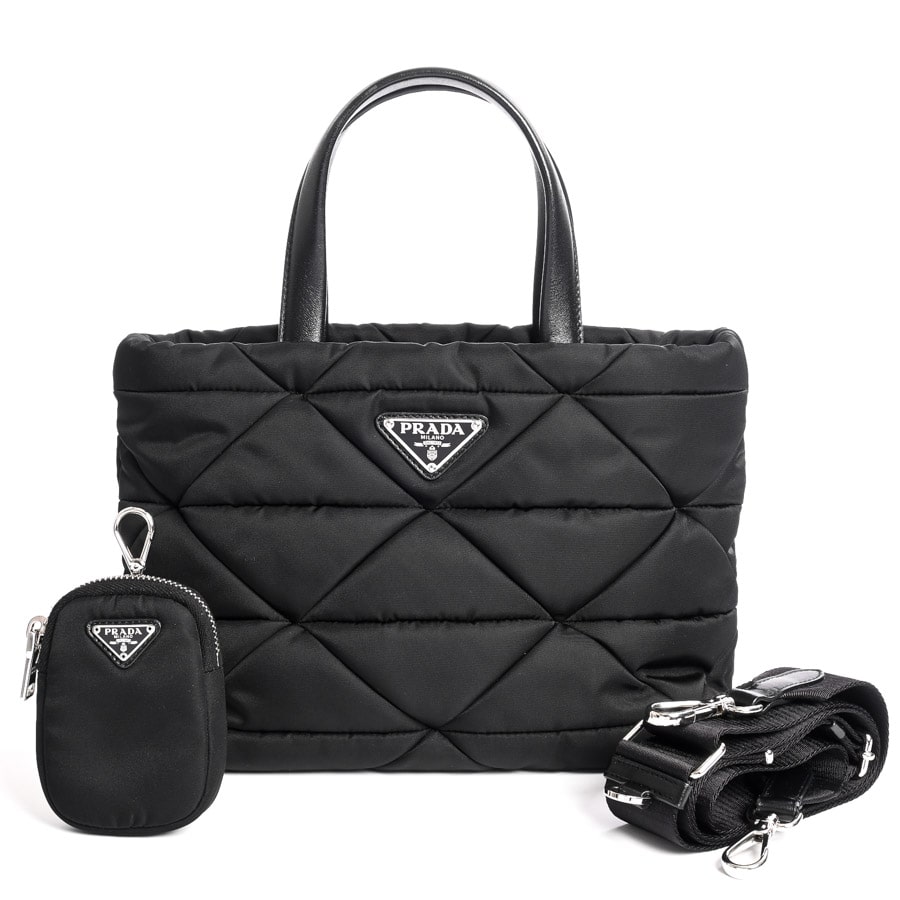 パデッドRe-Nylonトートバッグ(約W28xH19xD13cm(実寸) ネロ): ブランド