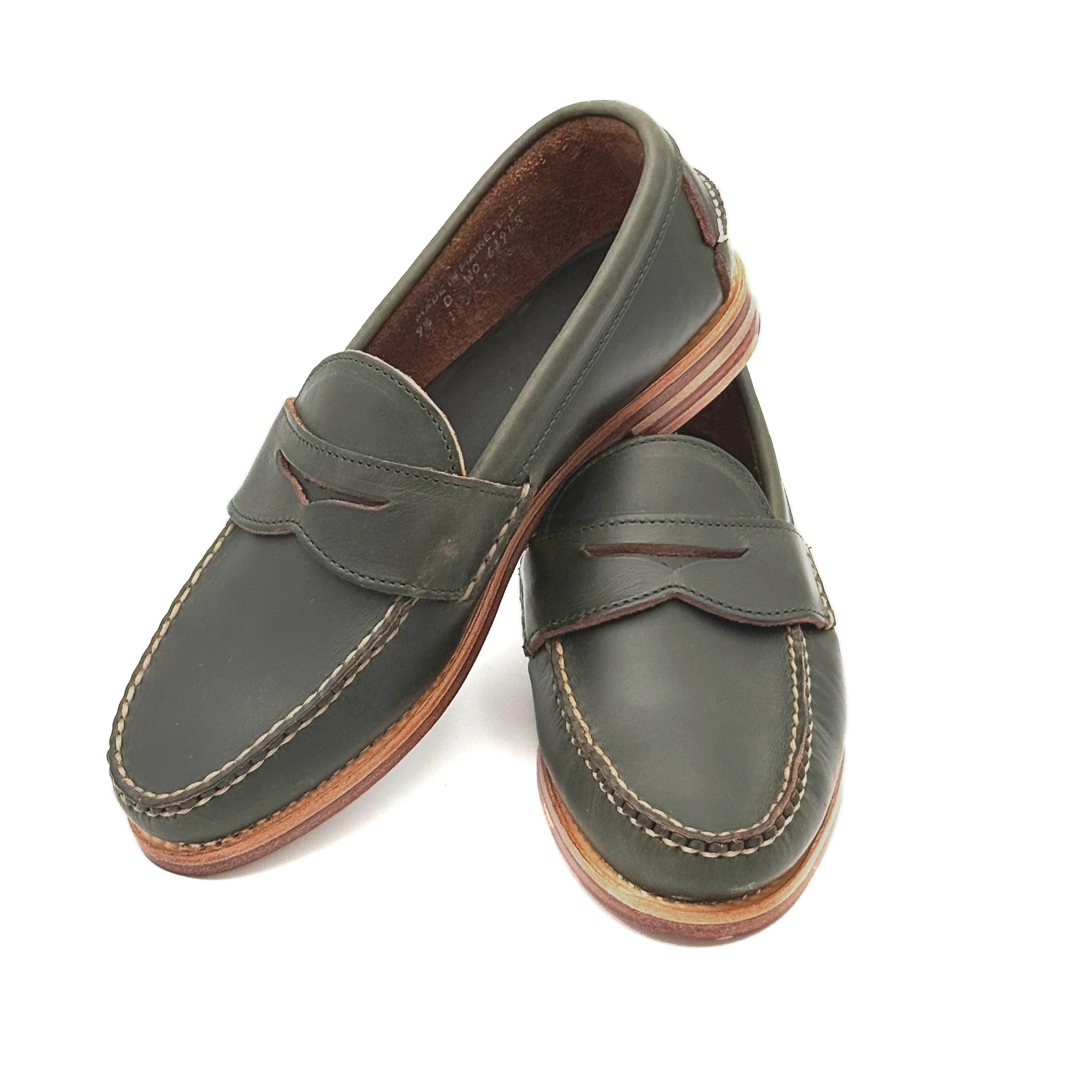 Pinch Penny Loafer - Dark Olive Pull-Up Leather | Rancourt & Co