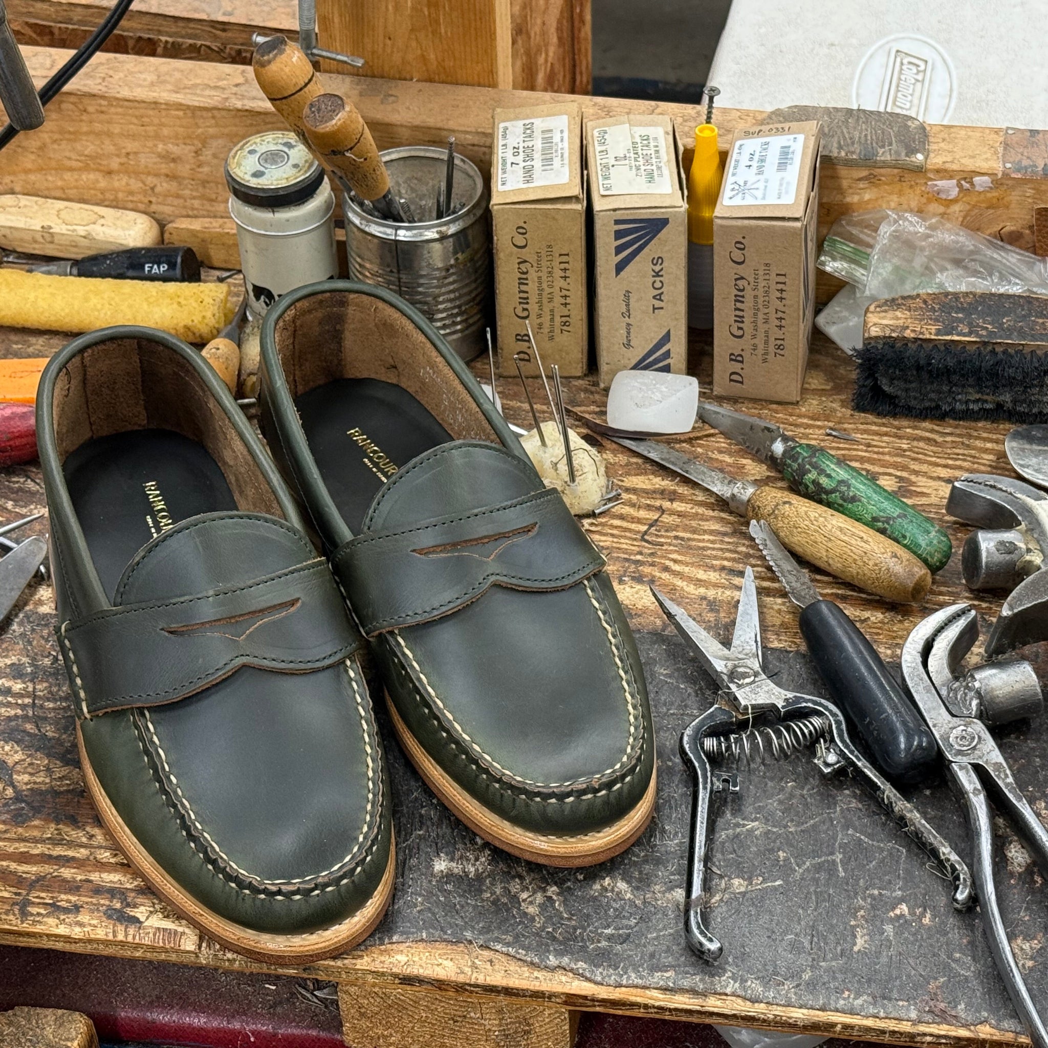 Pinch Penny Loafer - Dark Olive Pull-Up Leather | Rancourt & Co