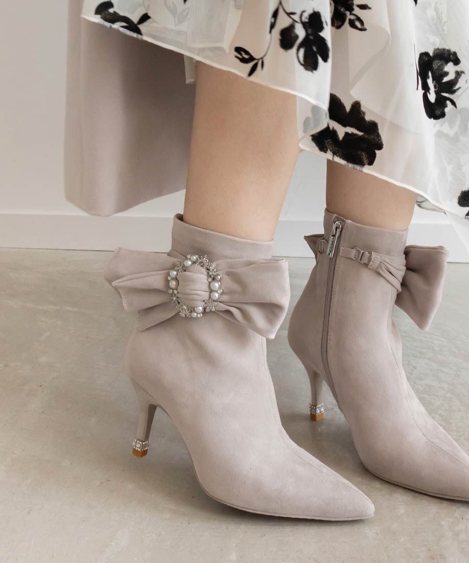 SALE】【Holiday Collection】2WAY ビジュー×リボン ショートブーツ