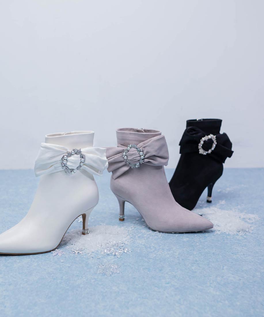 SALE】【Holiday Collection】2WAY ビジュー×リボン ショートブーツ