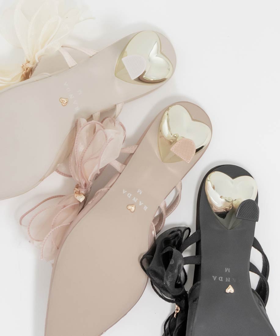HEART COLLECTION】シフォンリボンハートミュールパンプスRANDA公式サイト