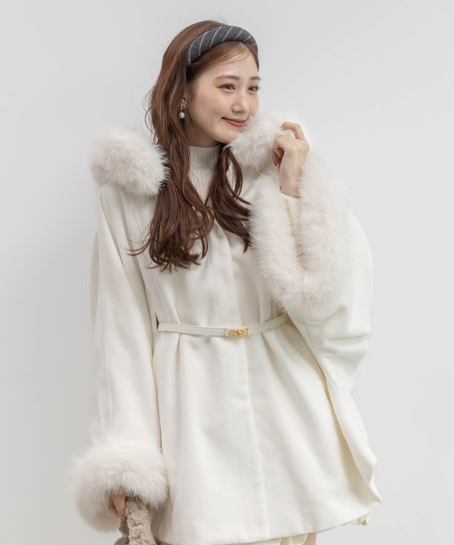 SALE】2WAY ファー付きミドルケープコートRANDA公式サイト