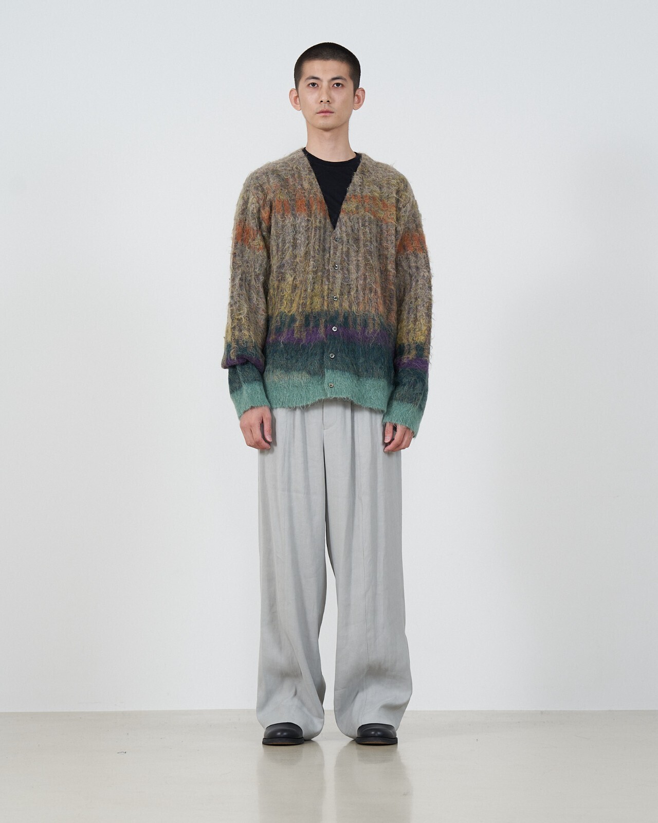 TREE JACQUARD MOHAIR BUTTONED CARDIGAN - YOKE WOMENS & MENS