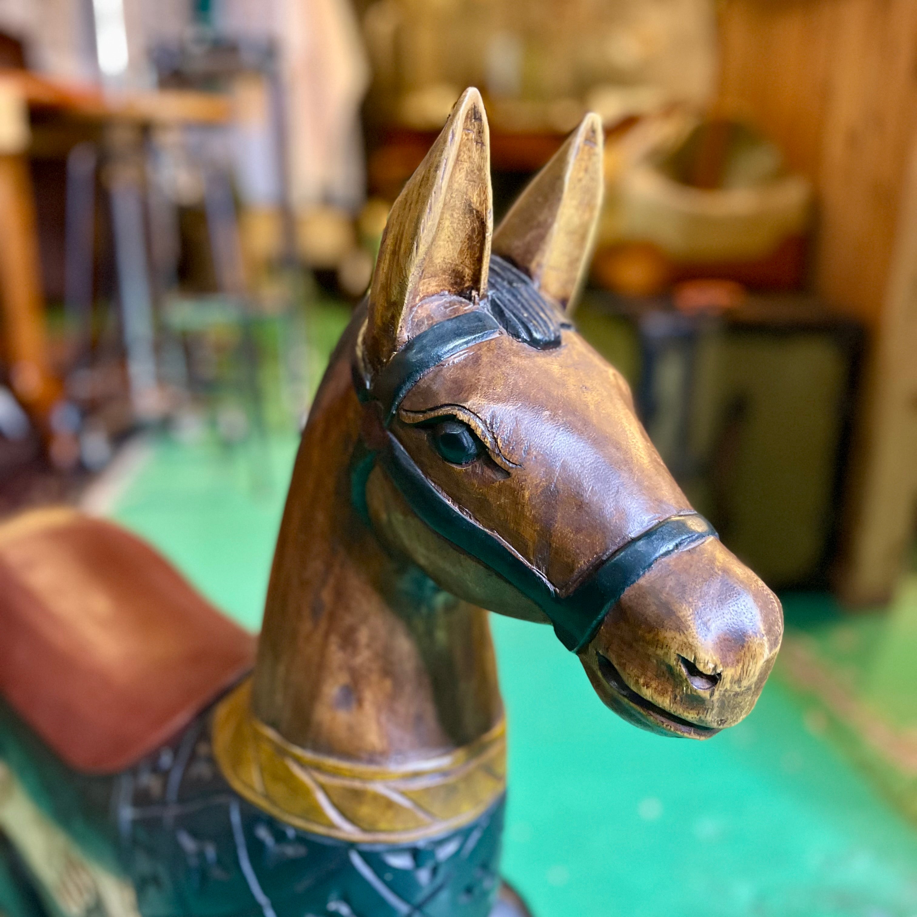 ウッドロッキングホース 木馬 遊具 ヴィンテージ 中古 ディスプレイ