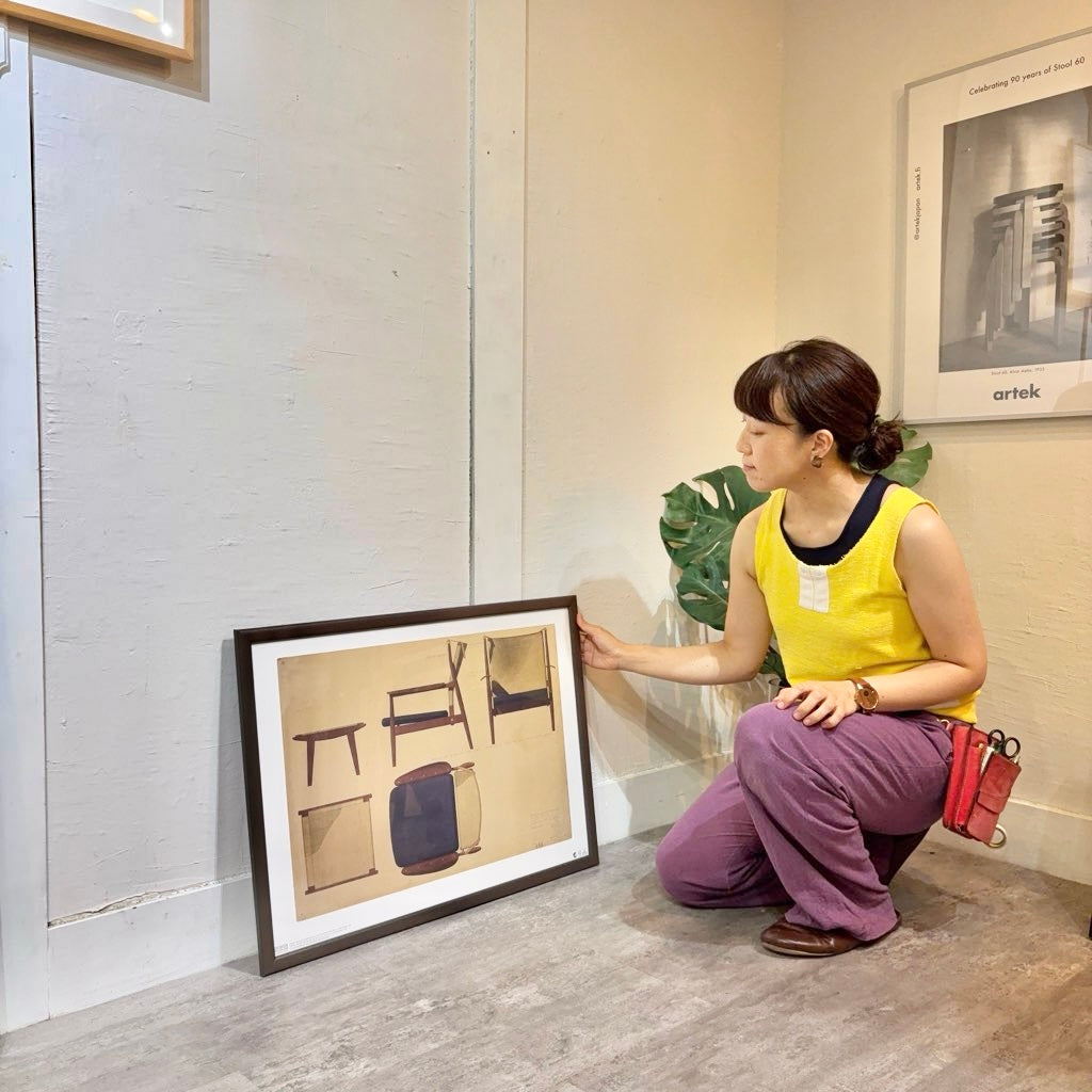 フィンユール / Finn Juhl ポスター レッドアームチェア 中古 アート