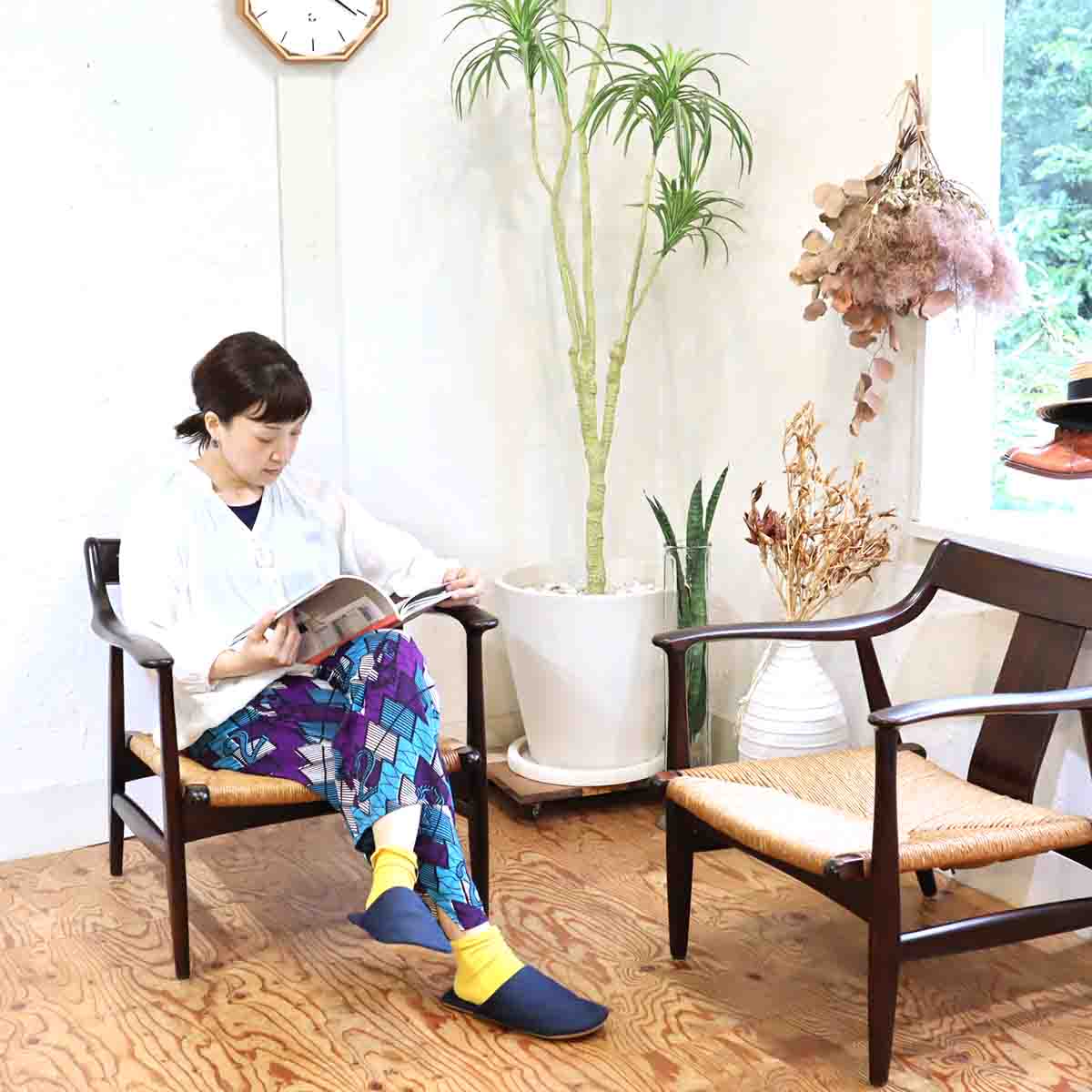 松本民芸家具 #77型 曲肘イス ラッシ 1人用 【1】 民芸イス 中古