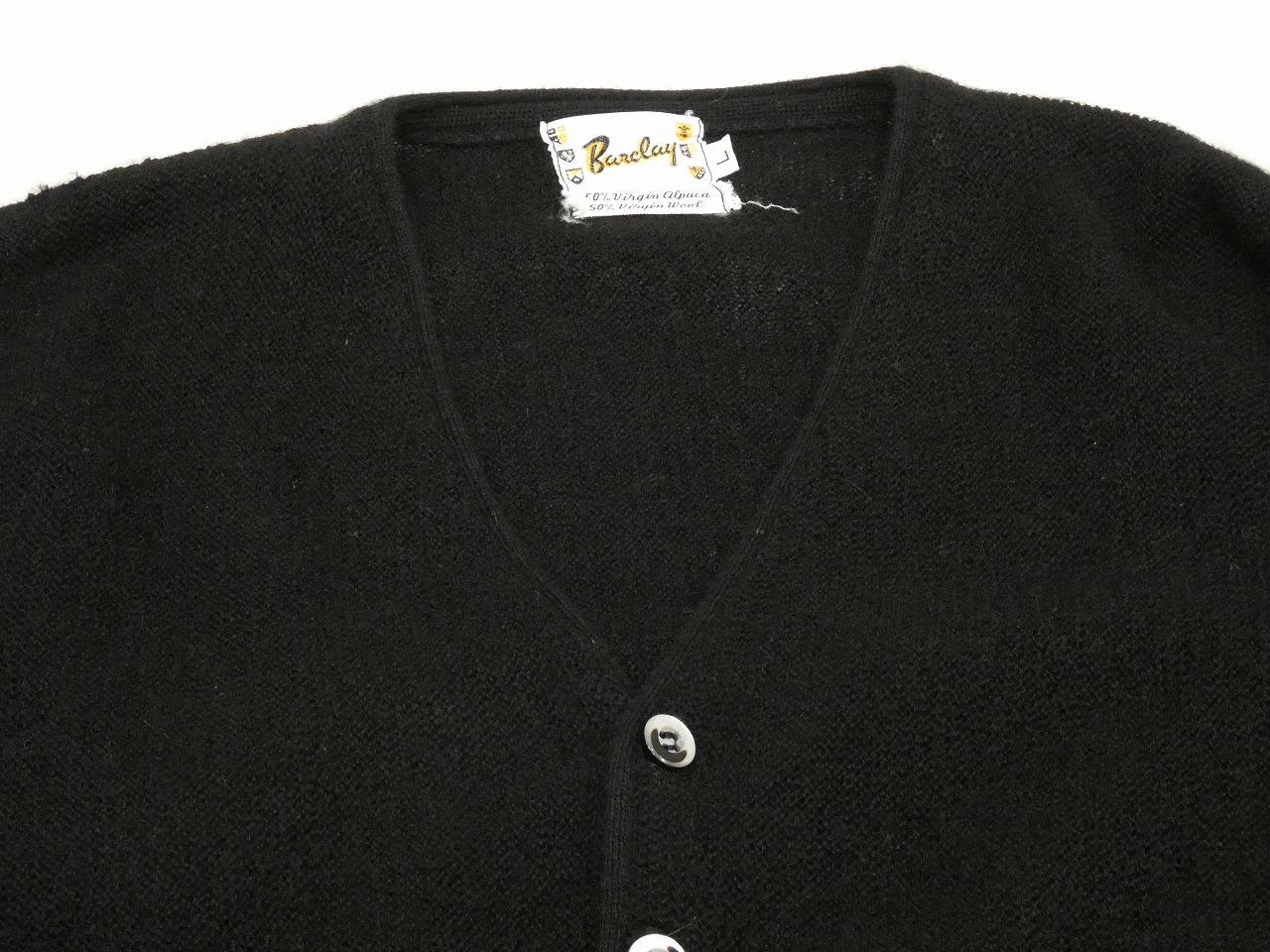 60s Barclay BLACK ALPACA WOOL CARDIGAN - RICUR