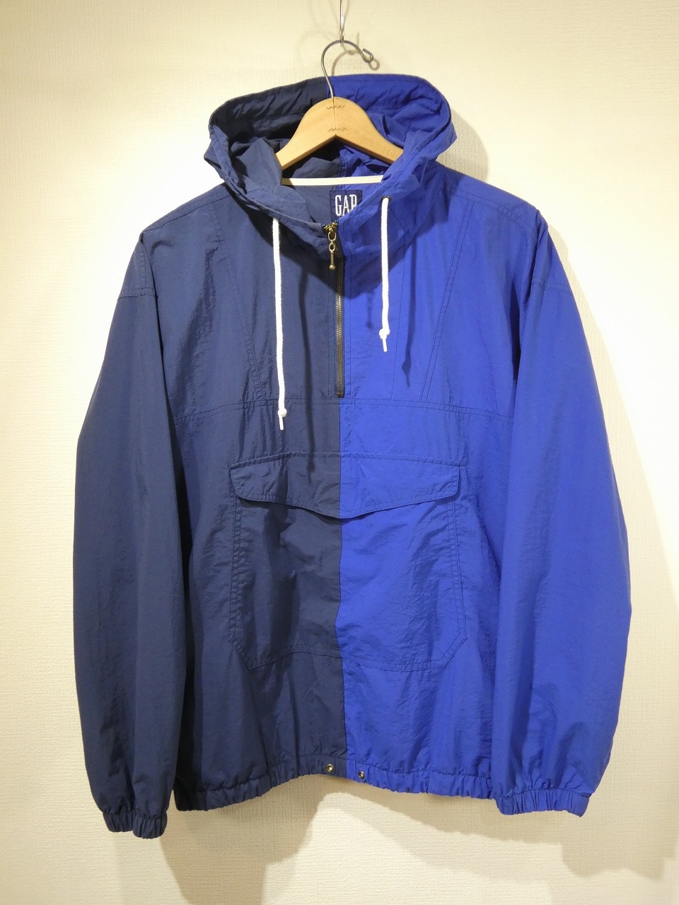 90s OLD GAP TWO TONE NYLON ANORAK PULLOVER PARKA - RICUR