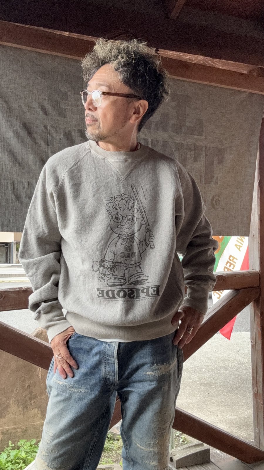 GYPSY & SONS ジプシーアンドサンズ 80SWEAT V CREW EPISODE GRAY