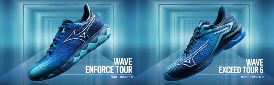 ミズノ テニスシューズ ウェーブエクシードツアー6OC ブルー×ホワイト