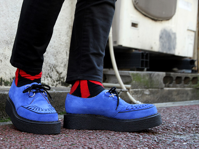 ジョージコックス3588ロイヤルブルースエード ブラックインターレース