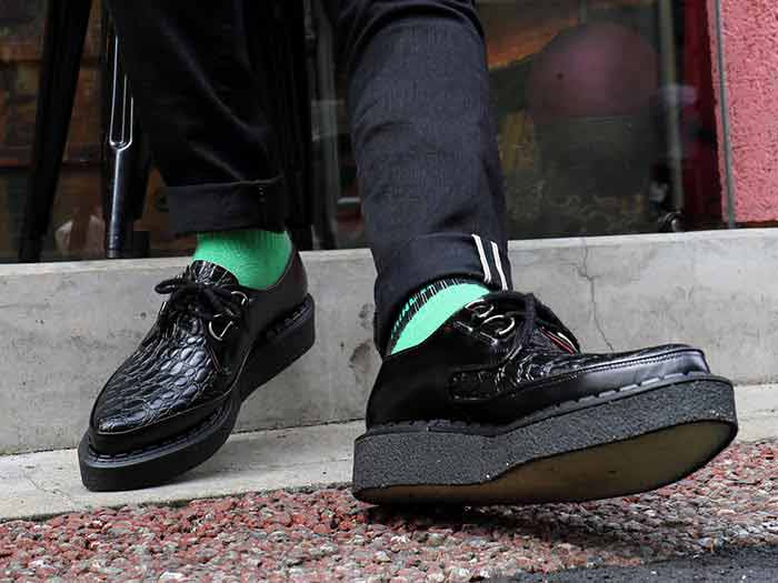 ジョージコックス13012ブラックレザー×ブラッククロコ （レッド