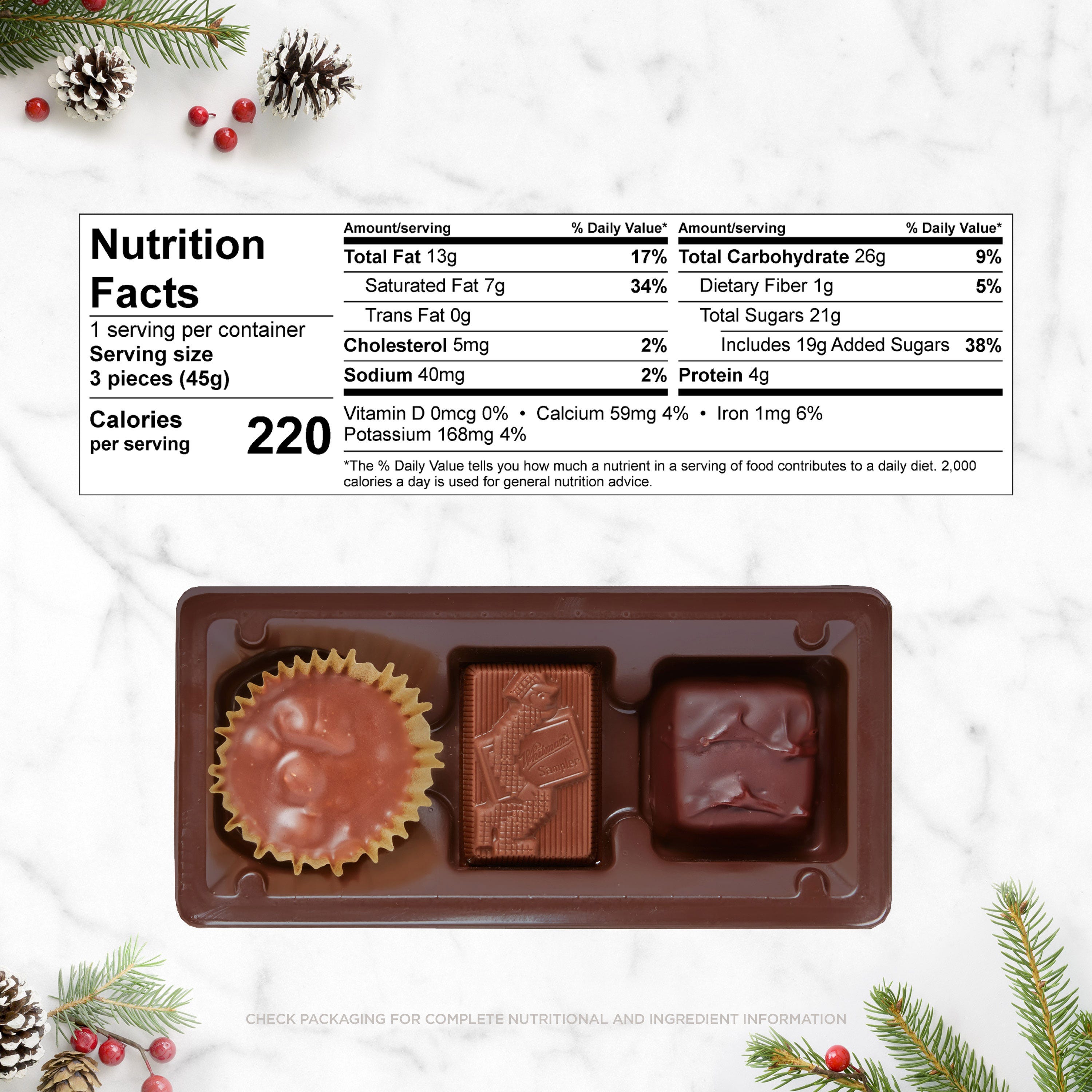 Whitman's Assorted Chocolates Holiday Sampler, 1.6 Oz. pack of 12