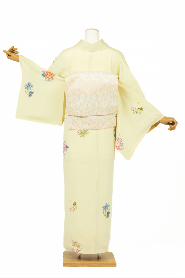 小紋レンタル 小紋Lサイズ 加賀友禅：山下智久 花の丸 クリーム