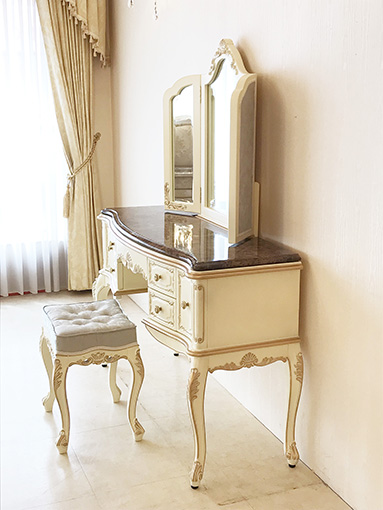 ビバリーヒルズ ドレッサー W120cm 大理石トップ ダークエンペラーダ