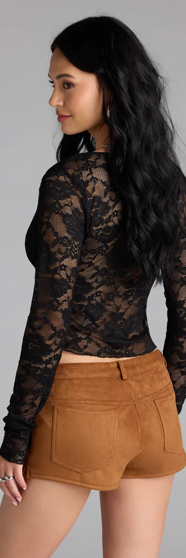 Delicate Flair Floral Lace Tie-Front Top | Windsor