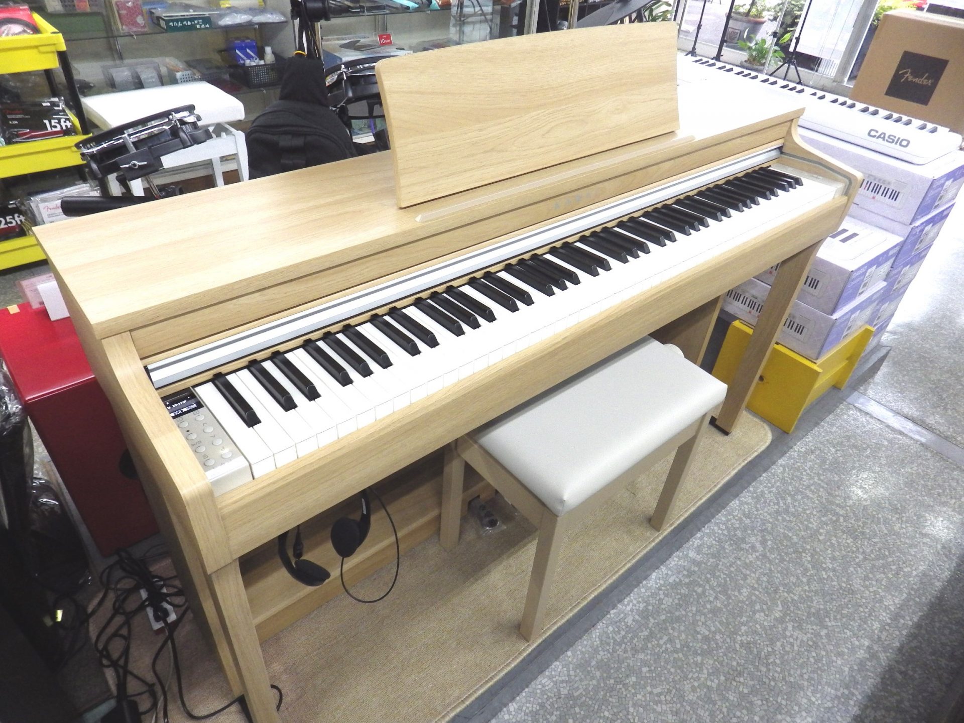 KAWAI 電子ピアノ CN27LO-ダイニングテーブル 回転イスセット