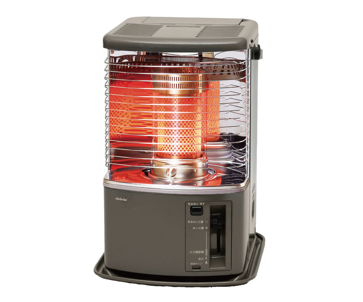 石油ストーブの新色登場。グレージュ、グレー、ホワイト、ブラックの4