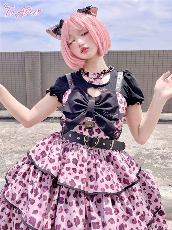 ToAlice】L999ハートレオパードティアードジャンパースカート【50％OFF