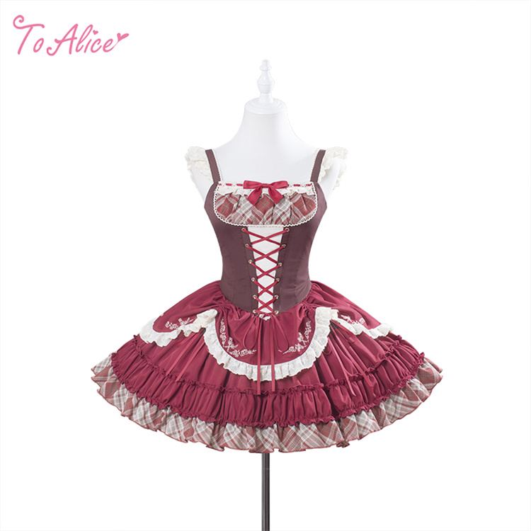 ToAlice】L1541 カントリー風チェックジャンパースカート - To Alice