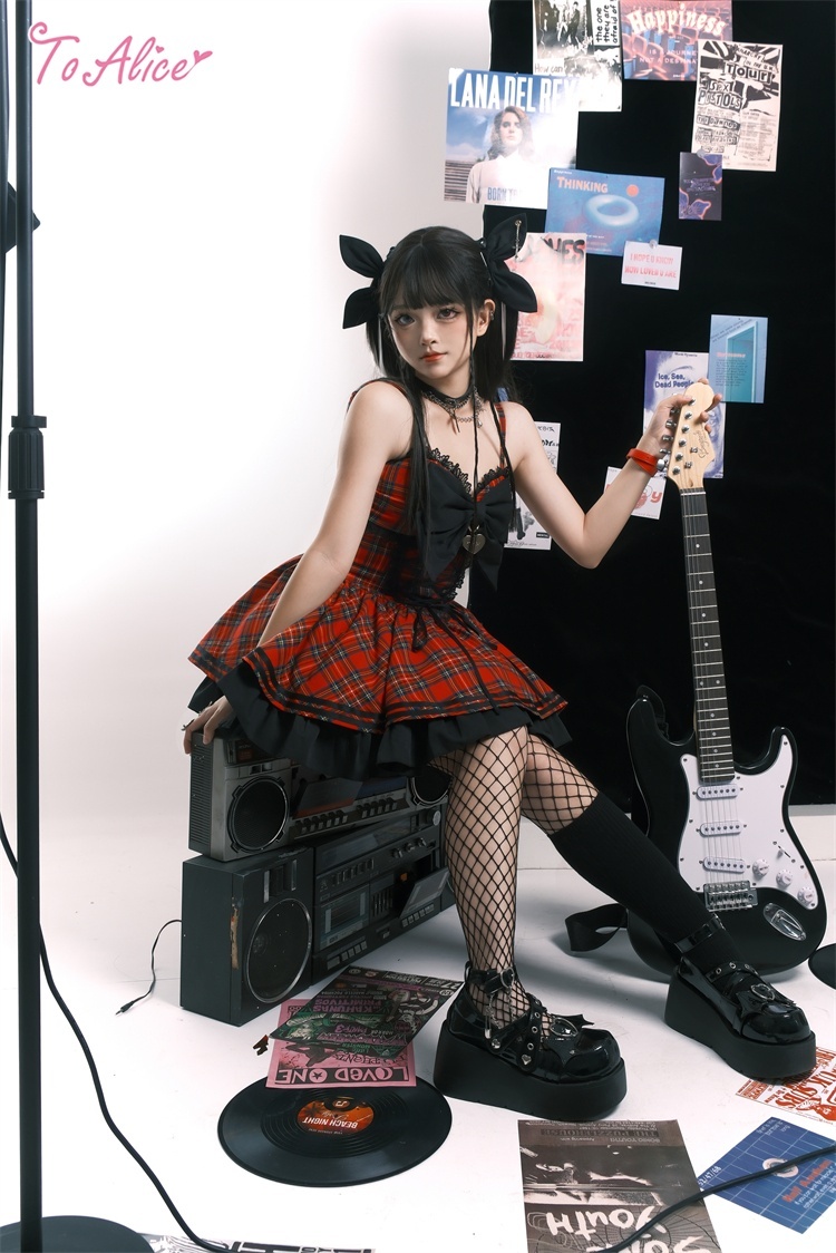 Last one】【ToAlice】L1637タータンチェックビッグリボンジャンパー