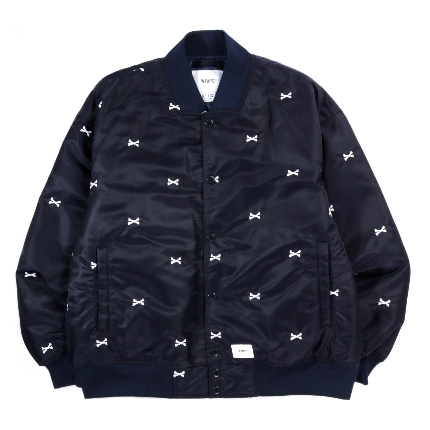 WTAPS TEAM JACKET NAVY NYLON EMB CROSSBONES | TODAY CLOTHING
