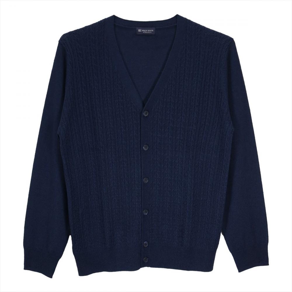 セットインケーブル ニットカーディガン メンズ(M ネイビー): 東京