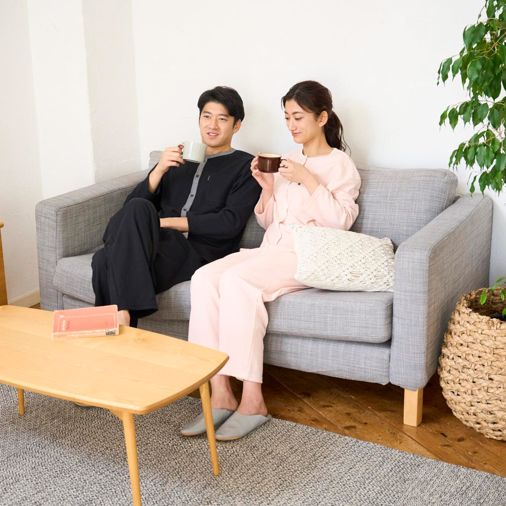 リカバリーパジャマ ニットサッカー レディース ライトピンク M→L