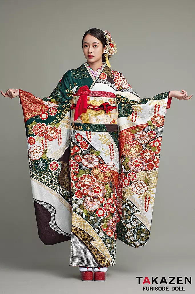 な*お様 振袖 振袖フルセット 着物 鶴模様 竹松 金彩 朱色 金糸 粋古典