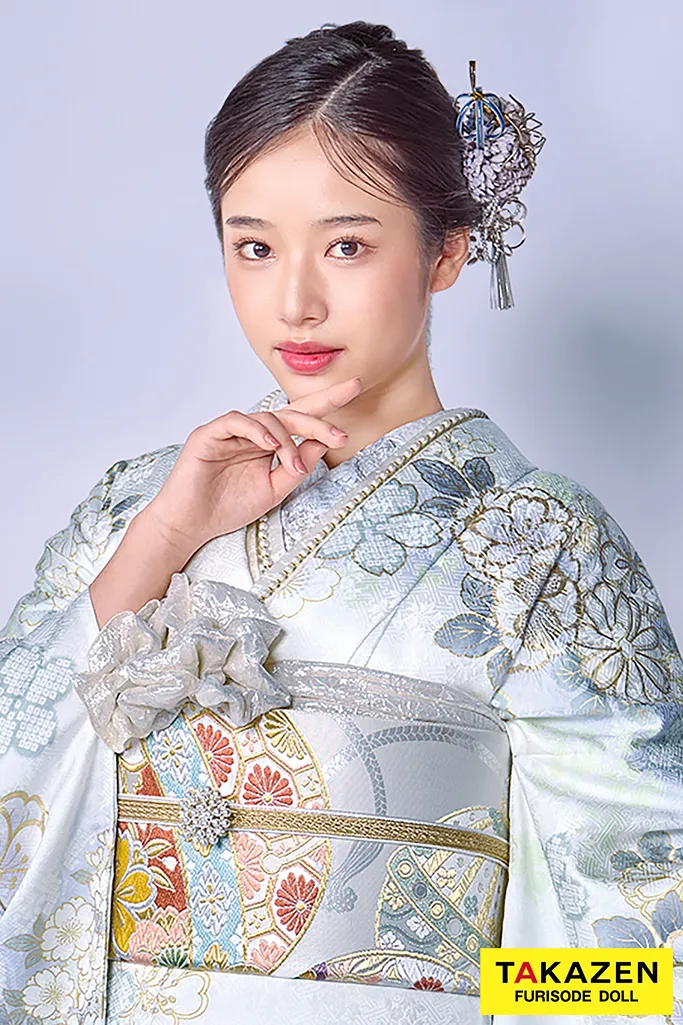 a*i様 □E5787□アンティーク□正絹□水色 宝尽し柄 袷 小振袖□丈163