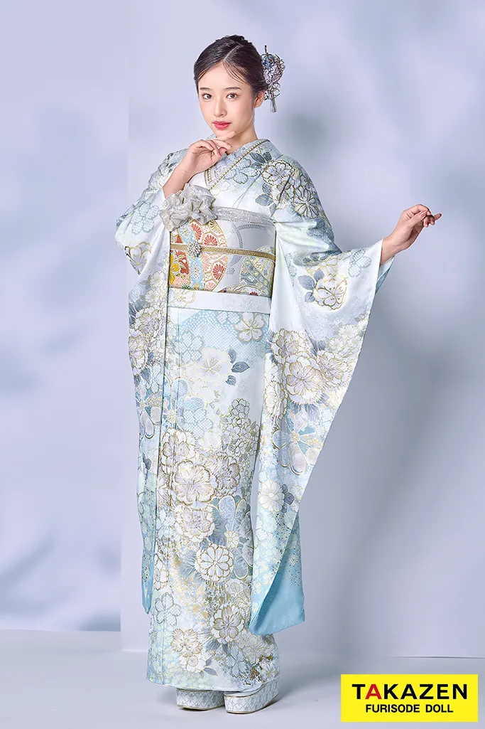 2ページ目｜水色の振袖｜成⼈式の振袖レンタルならTAKAZEN、世界