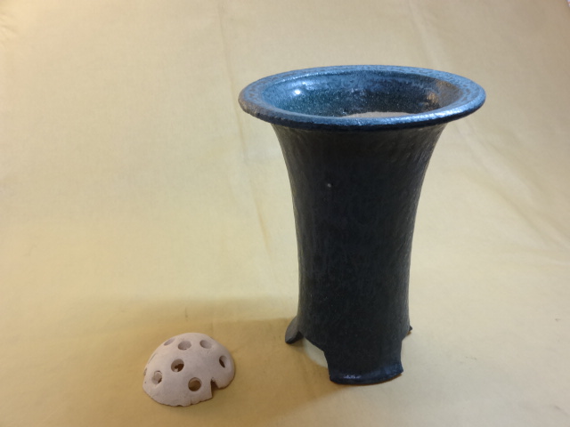 山野草鉢/蘭鉢の販売通販（青銅胴しぼり春ラン鉢 5号(鉢底サナ付き