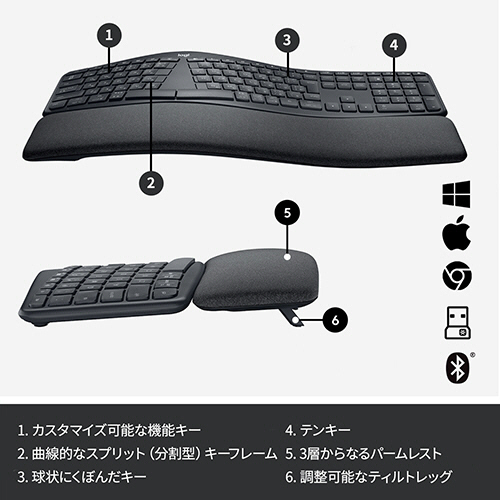 たのめーる】ロジクール ERGO K860エルゴノミック スプリット