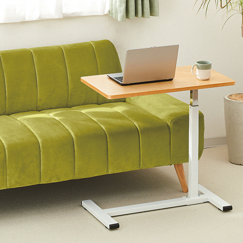 たのめーる】YAMAZEN レバー式昇降テーブル ウォルナット/ブラック KUT