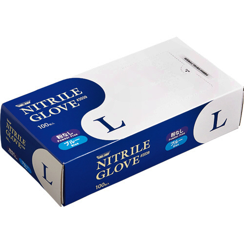 たのめーる】川西工業 ニトリル 使いきり極薄手袋 粉なし ブルー L